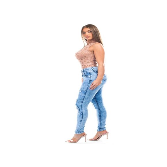 WAIST 28 INCHES SIZE 5 SKINNY JEANS STRETCH DENIM PUSH UP ACID BLU 5-2 MK149 SZ5 - Picture 1 of 10